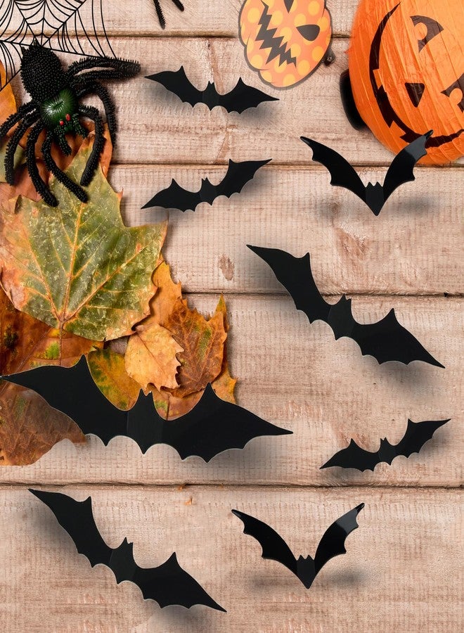 FEILIBAY 120 Pieces Halloween Bats Decoration, 4 Size 3D Bats Wall Decor Sticker PVC Bats Window Decal for Indoor Bathroom Home Decoration - Image 5